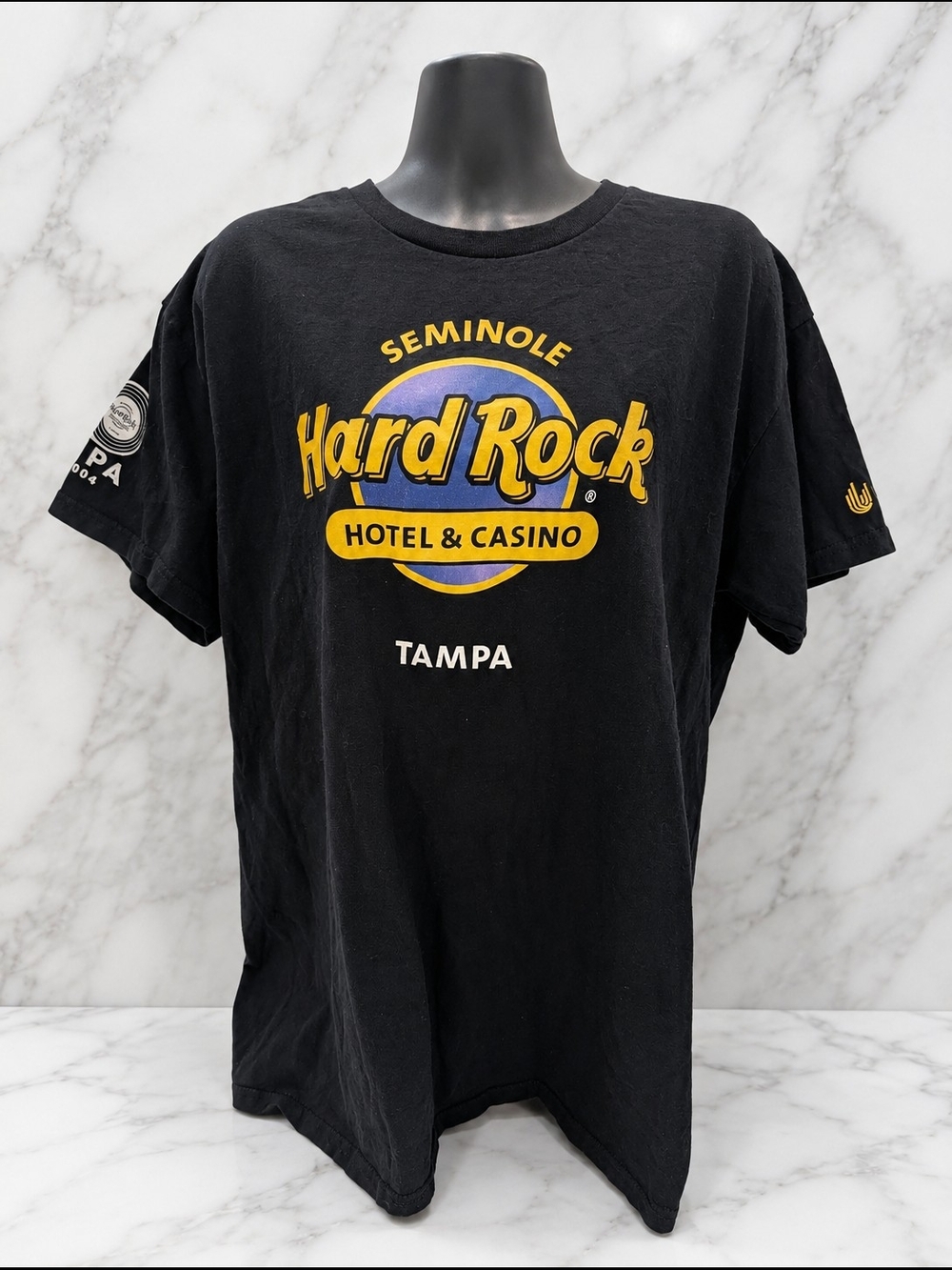 Hard Rock Hotel & Casino Tampa Seminole Black Graphic T-Shirt Size L Unity 2004